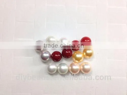 12mm gold round half hole natural shell pearls beads for earring making