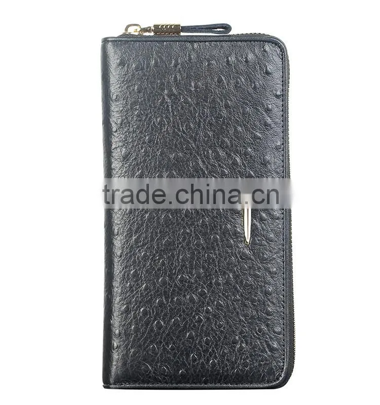 QIALINO Wholesale Zip Wallet Luxury Ostrich Leather card wallet handbag