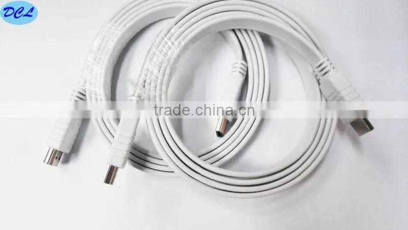 White flat HDMI cable with nickel plated 1M