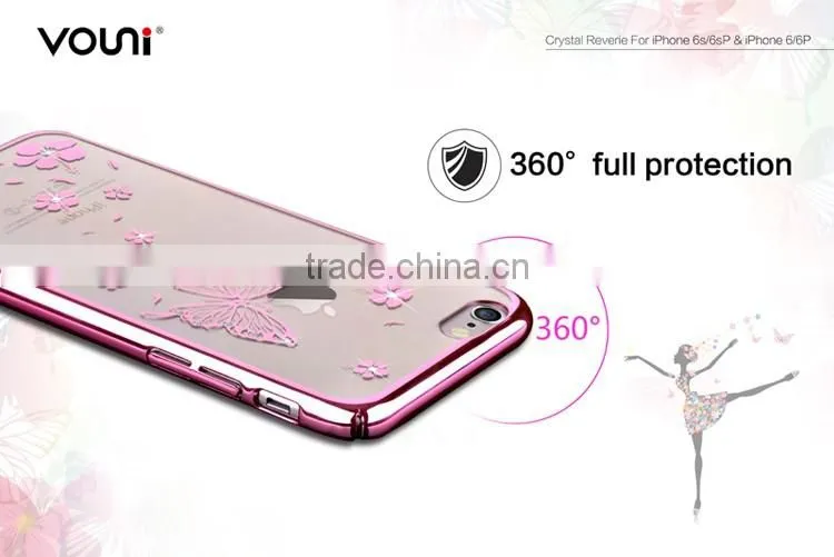 VOUNI Luxury butterfly bling PC case for iphone6s & 6s plus,electroplating mobile phone case
