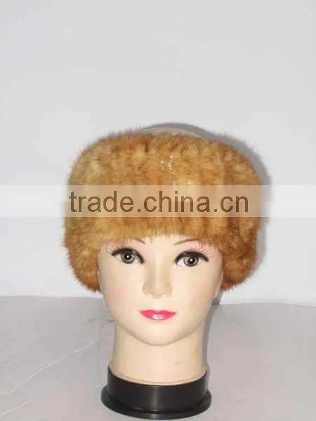 new popular style knitted real mink fur headband
