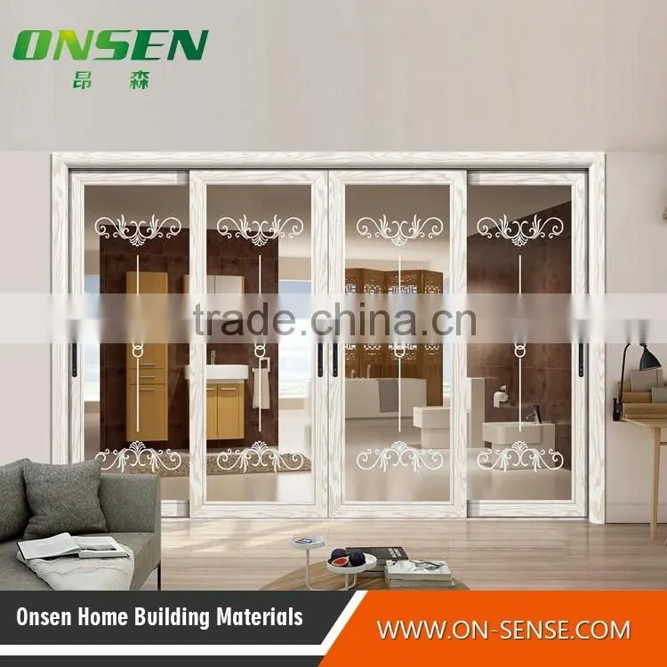 High quality modern style hollow Aluminum sliding glass door, glass sliding door price