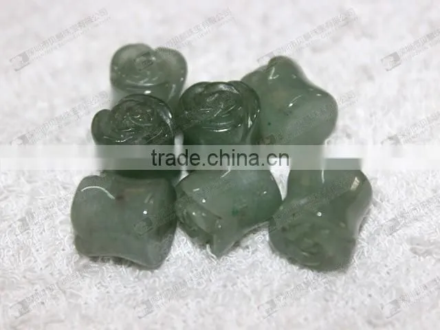 Green aventurine ear piercing jewelry,stone carved flower ear plugs
