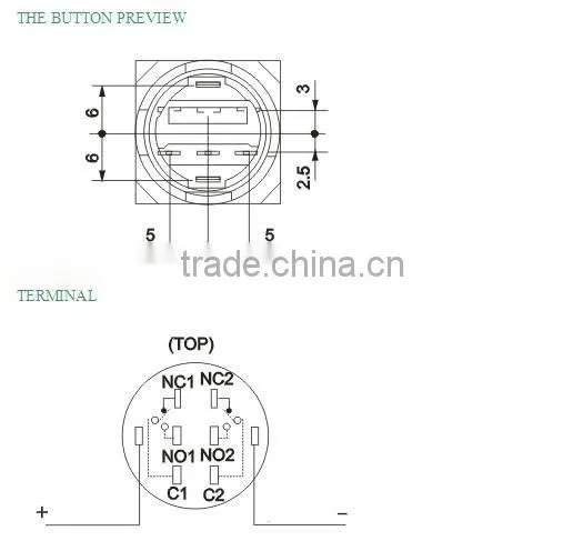 16mm mushroom head mininature push button switch E6-11M