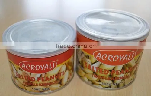 Canned roasted and salted peanut easy open lid with plastic cover