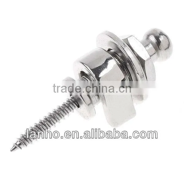 Silver Copper Round Head Strap Lock Pin Peg Straplock Skidproof For Guitar