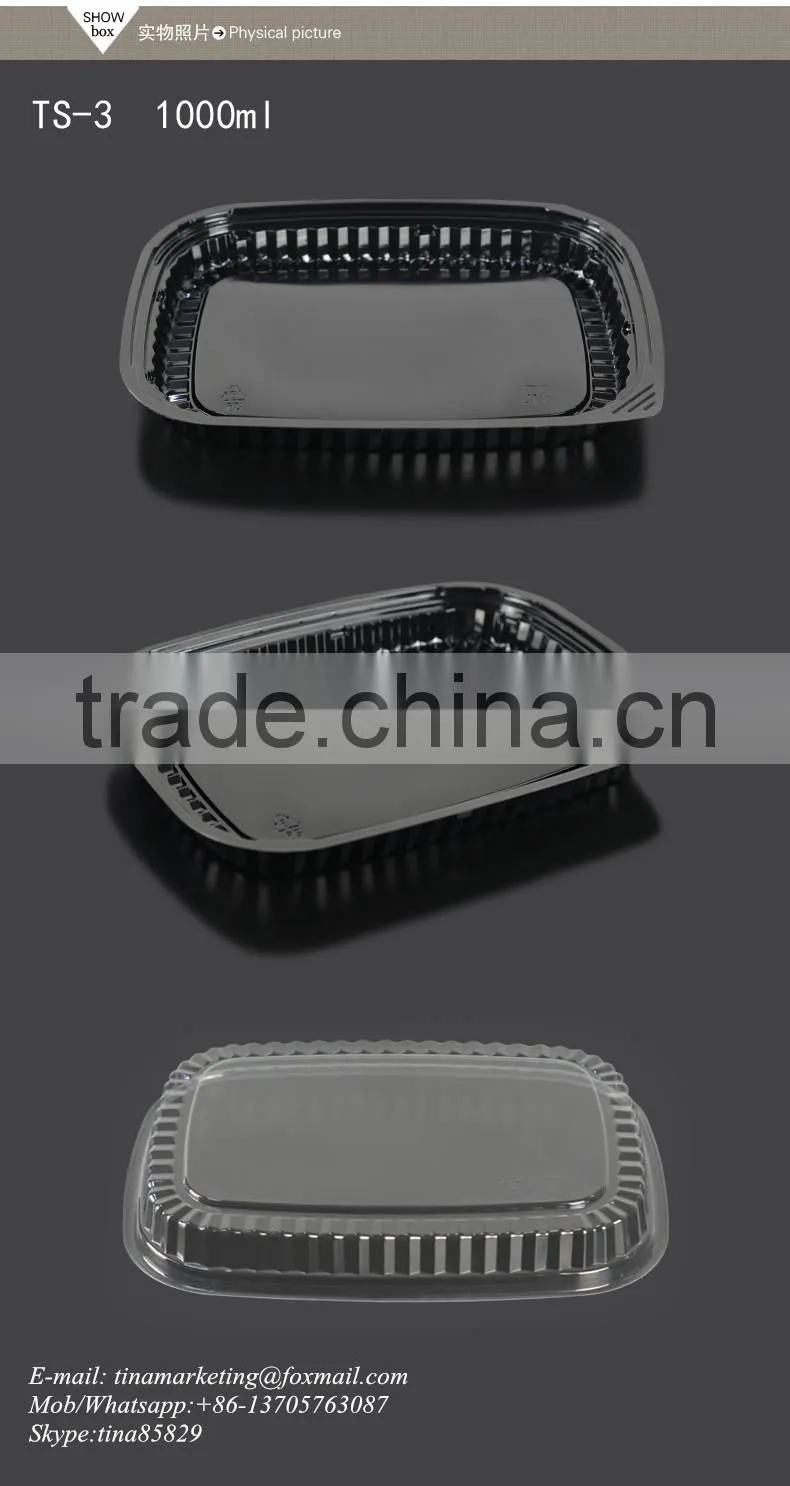 PS Black Base BOPS Clear Lid Plastic Take Out Food Container Box for Sushi,Salad,Fruit,Vegetable,Dessert,Cold dish Packaging
