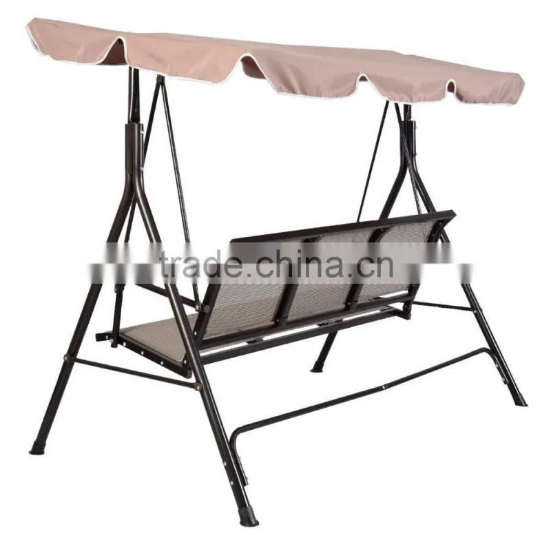 3 Person Outdoor Patio Swing Canopy Awning Yard Furniture Hammock Steel Beige