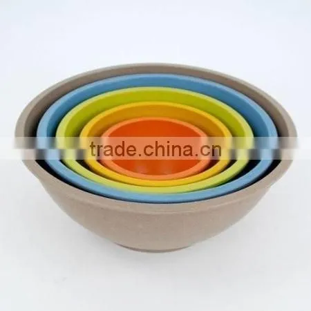 Anui Green making large bamboo fibre tableware bowls with gift pack, western dinnerware bowls and spoons set