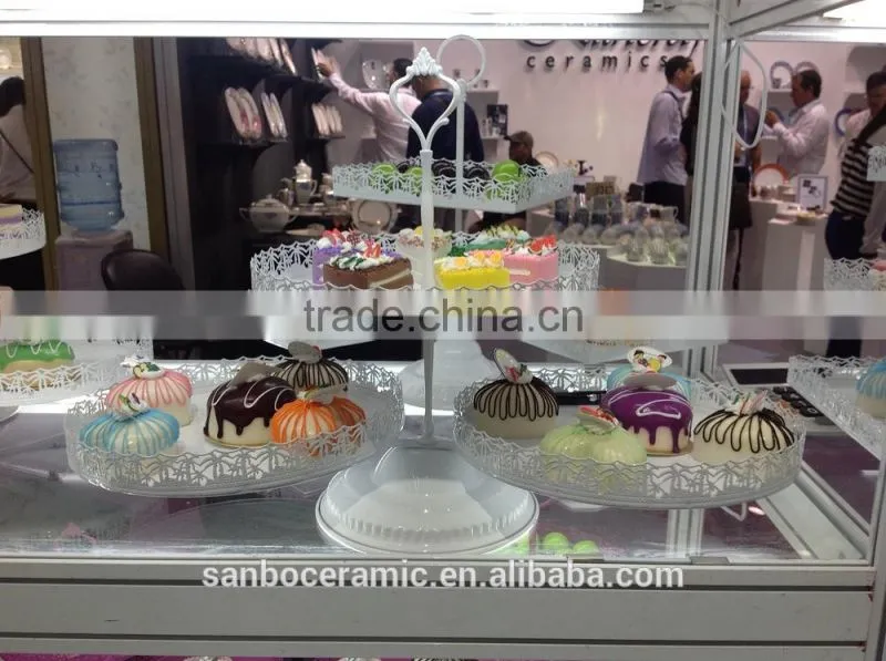 Rectangle shape, 2 tier cup cake stand, metal cake plate color box packing for wedding