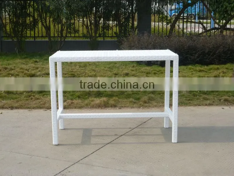 white color plastic rattan bar table