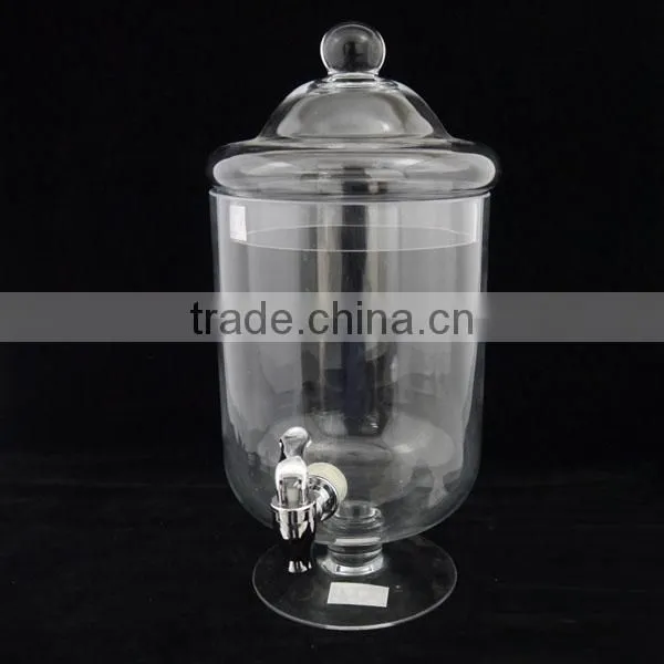 Hot sell 7l high quality glass beverage glass jar with glass lid