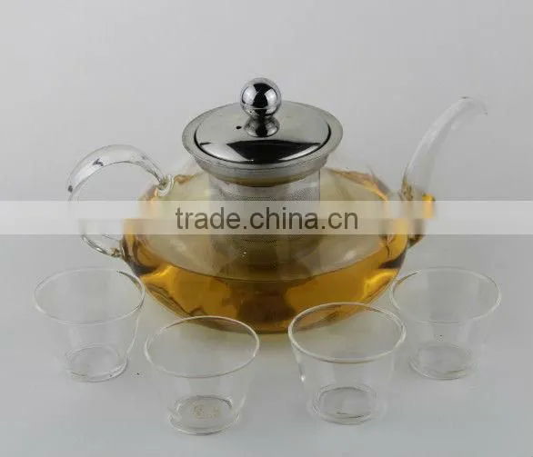 Clear Glass teapot With Stainless Steel Filter