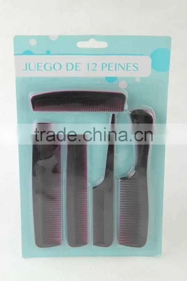 12PC Combined type double color plastic comb set/hair brush