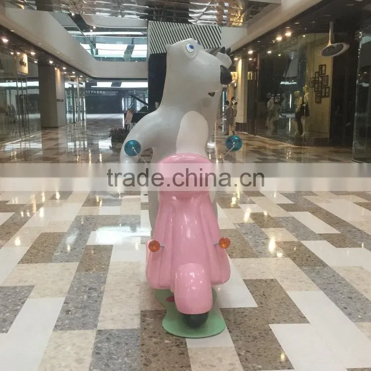 FRP bear statue sculpture riding motorcycle