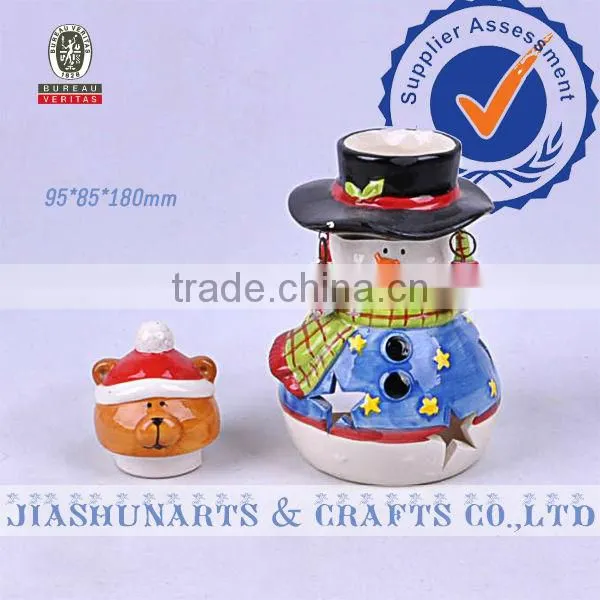 Ceramic Christmas Snowman Decorations Candlesticks Ornaments