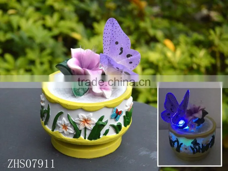 Decorative polyresin music box with LED for home decor