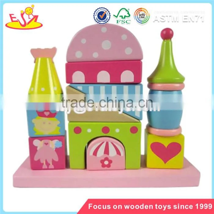 Wholesale lovely wooden stacking blocks game toy top sale wooden stacking blocks game W13D047
