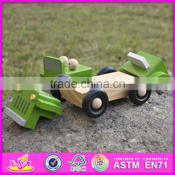 2016 new design funny children wooden toy jeep car W04A326
