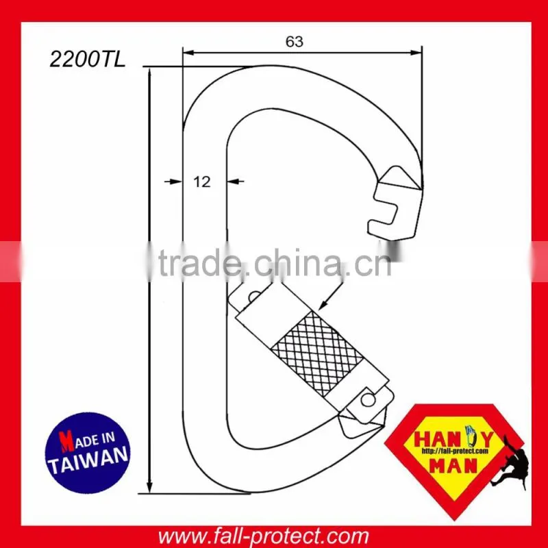 Galvanized Steel Captive Pin Type D ANSI 50kN Carabiner