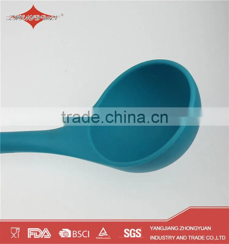 Best selling silicone kitchen utensil soup ladle with wooden handle