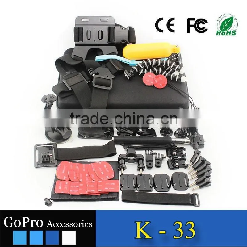 2016 hot selling 44 in 1 products kit used for gopros heros 4 accessories kit mount