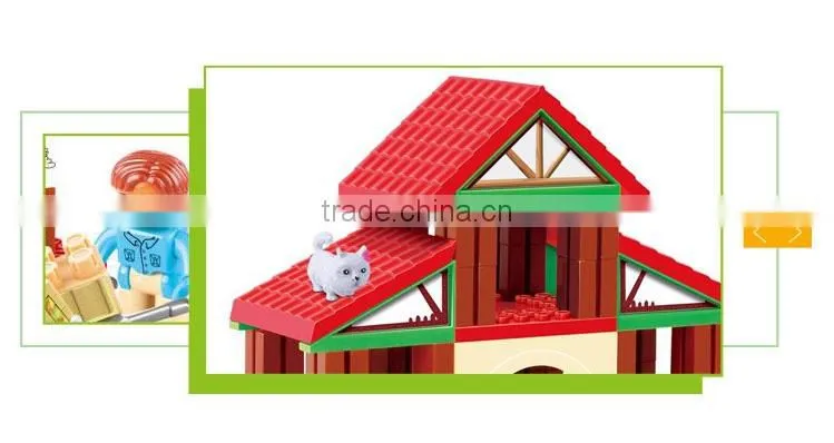 Intelligence toy diy happy farm plastic cube triangle building blocks