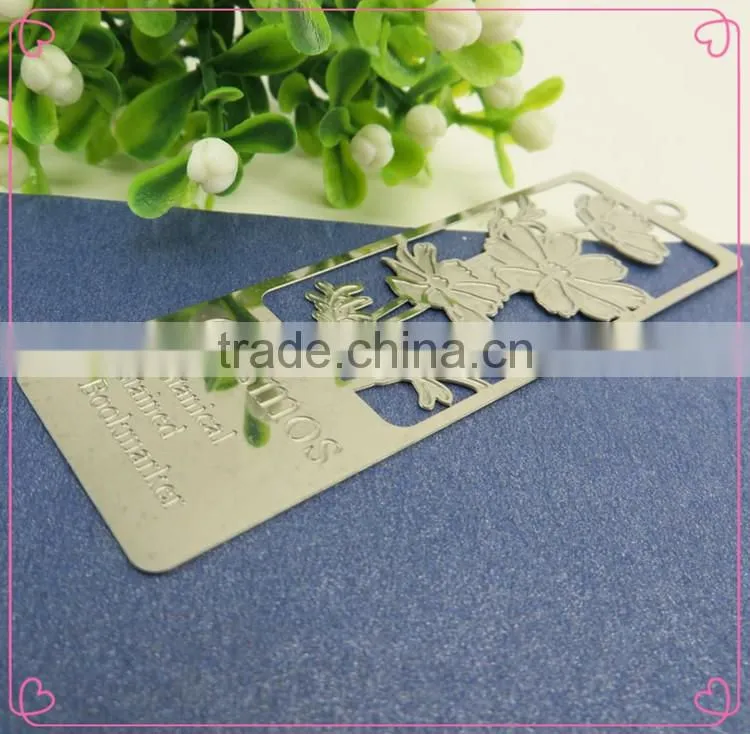 Custom wholesale cherry flower shape kids metal bookmarks for books
