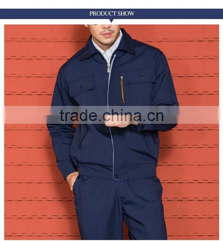 Unisex Navy Blue Cotton Twill With Zip Flap Buttons Work Jacket