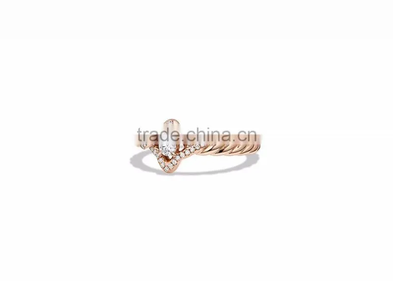 Delicate CZ Studded Rose Gold Plated Ring Design