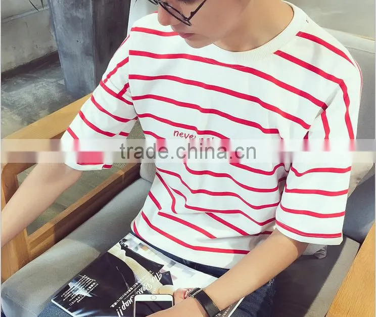 2016 new fashion all match loose half sleeve striped t-shirts