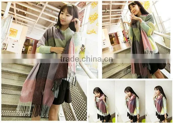 1pc Different color choice super long colorful winter warm knitting stitching scarf,shawl