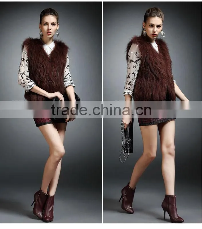 YR725 New Arrival Raccoon Fur Vest Women/Winter Knit Fur Vest Spring Style