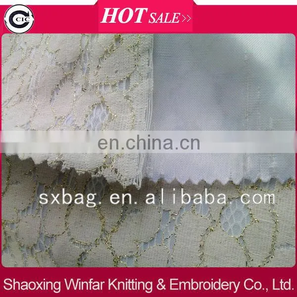 combined nylon with mesh dubai fabric embroidery for dress garment