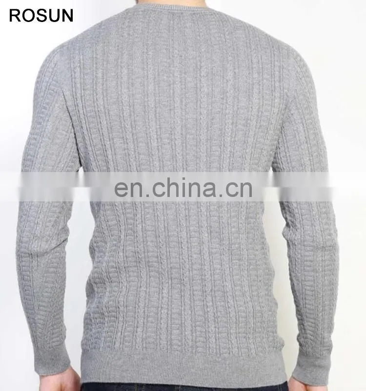 Best design long sleeve t shirt as cotton blended fabric knit sweater pullover top of unbranded wholesale mens clothing