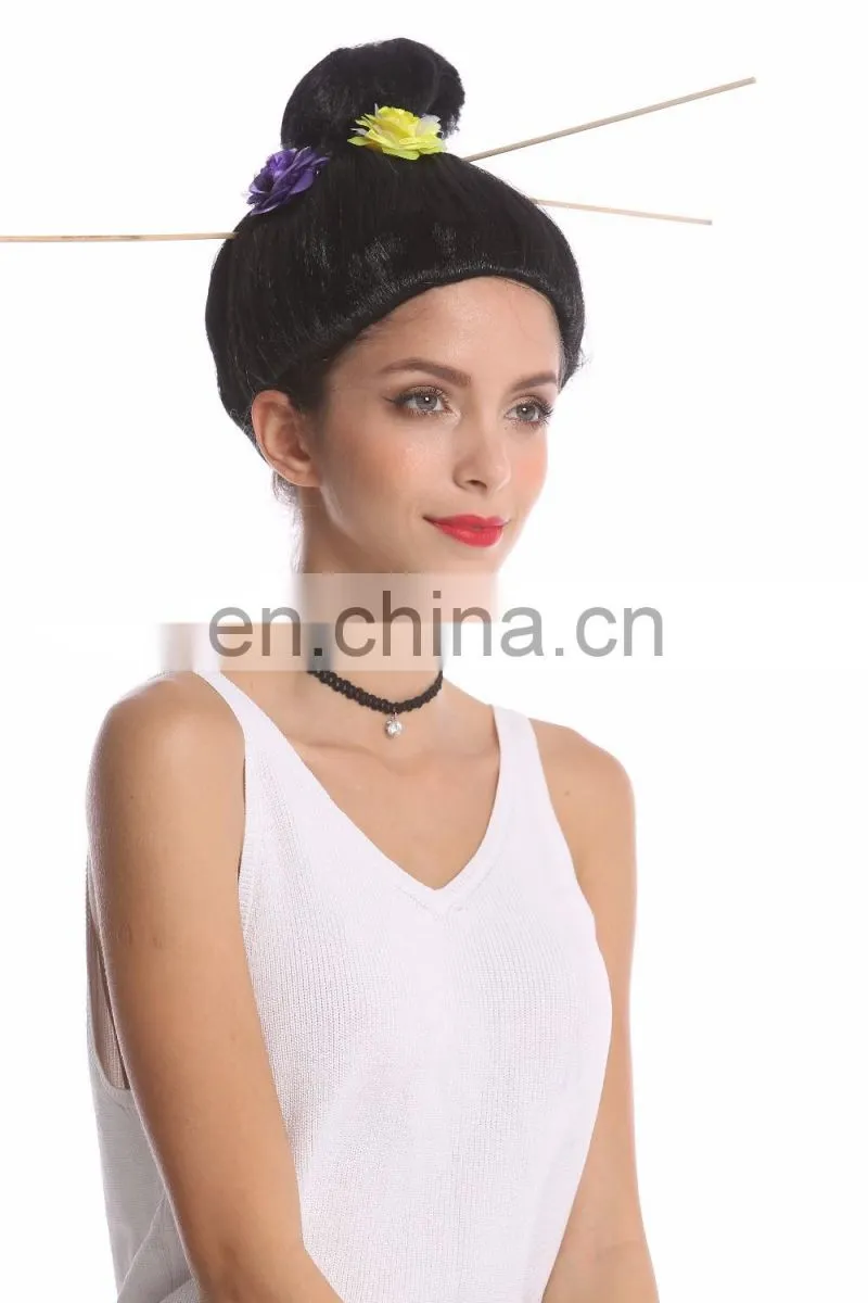 Party Japanese Geisha girl hair bun wigs P-W209