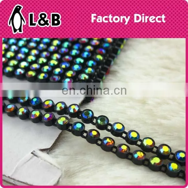garment accessory SS6/SS8 plastic multi colors rhinestone banding