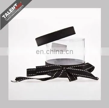 custom cylinder clear PVC gift box with bowknot