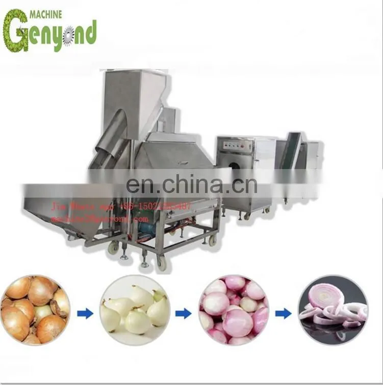 Factory Genyond Hot sales Industrial full automatic onion peeler peeling & roots tails two edds cutting machine