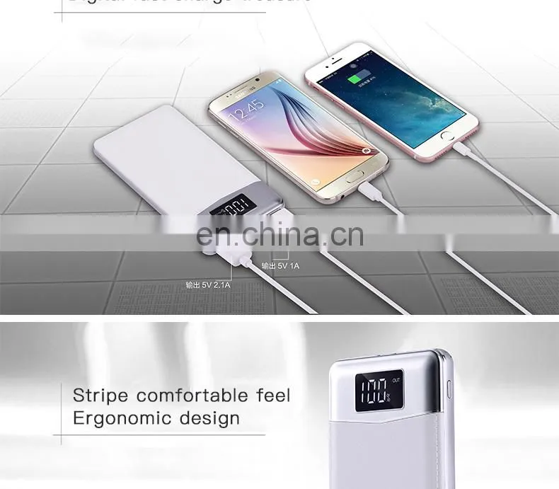 New Thin High Capacity 10000mah Single USB Port Leather Led Powerbank
