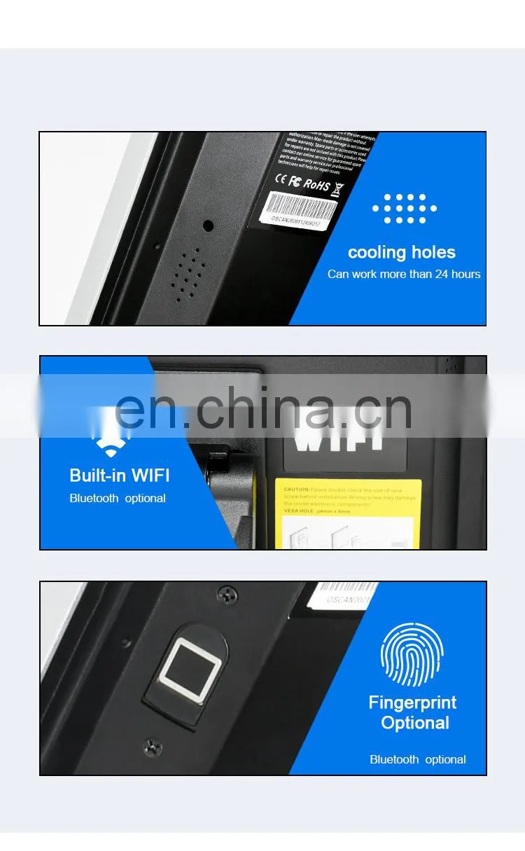 15'' Touch Screen all in one POS system Wifi/Dual Screen Cash Register/Built-in 8inch Customer Display Cashier POS Machine