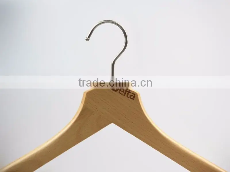2016 new product natural wooden clothes hanger with trousers hanger