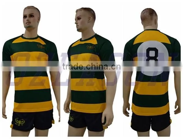 high quality OEM design pattern striped rugby jersey for tournament training