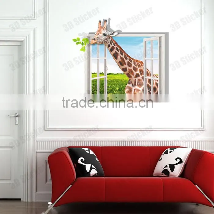 3D Giraffe get inside window wall decor stickers