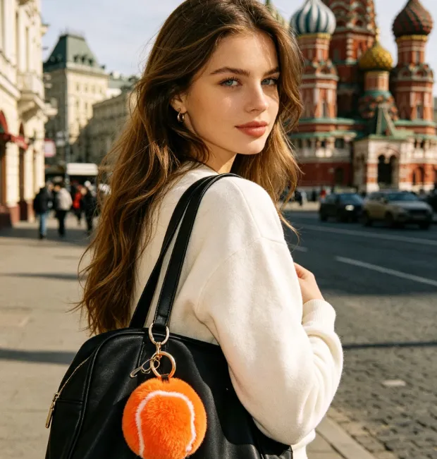 Trendy Tennis Faux Fur Pom Pom Keychain – Hot Selling Accessory for Russia, Japan & Kore