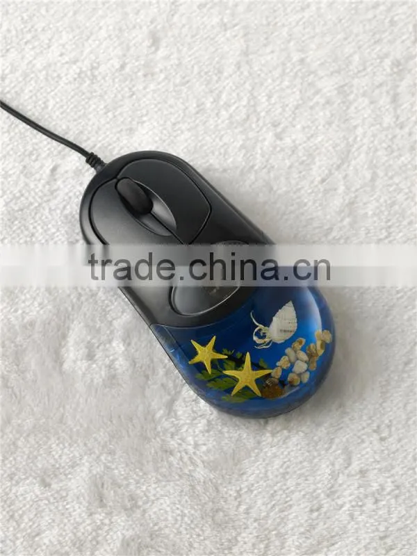 Resin Clear black real red Rose embedded decorative Wired Computer Mouse