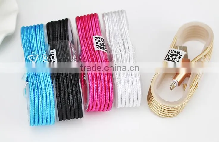 Colorful RoHS approved 1m Nylon braided flat micro usb cable