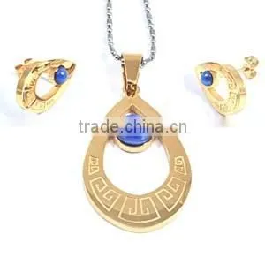 dubai gold jewelry set blue Acrylic bead gold plated jewelry indian jewelry set