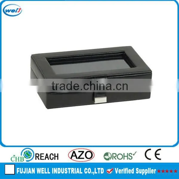 Brown PU leather unique cufflink box for gift