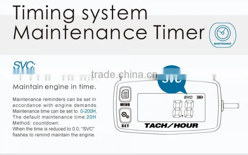 Backlight inducation digital tach hour meter engine hour meter RPM meter maintenance reminder for For Motorcycle Marine Boat ATV